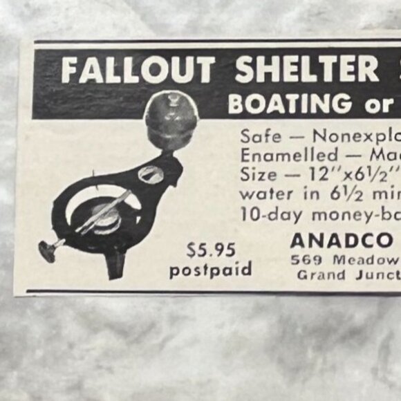 Anadco Sports Mini Print Ad Vintage 1962 Fallout Shelter Stove Camping Boating - Picture 4 of 5